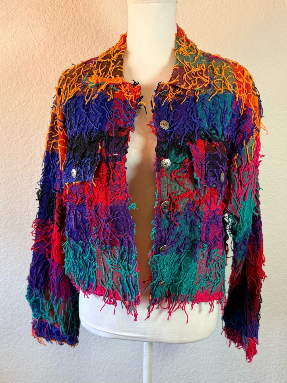 Vintage Estafanie’s Shaggy Patchwork Rainbow‎ Jacket.